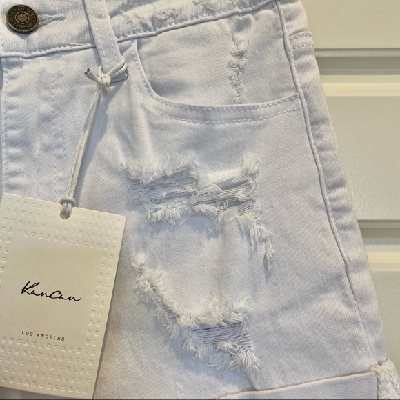 KanCan White Distressed Denim Shorts NWT 3/25 - Picture 5 of 12